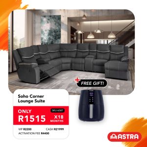 Soho 6 Seater 1 Action Recliner Corner Lounge suite