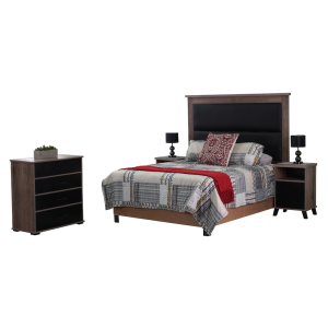 Ebony Headboard and pedestals