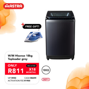 W/M HIsense 18kg Toploader grey