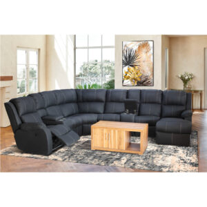 New York 1 Action Recliner Corner Lounge suite - Black