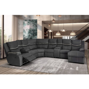 Soho 6 Seater 1 Action Recliner Corner Lounge suite - Black