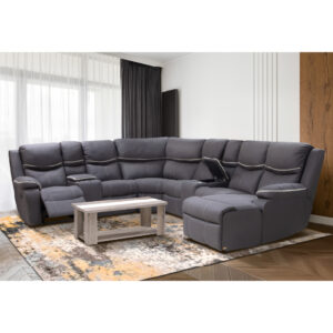 Soho 6 Seater 1 Action Recliner Corner Lounge suite - Grey