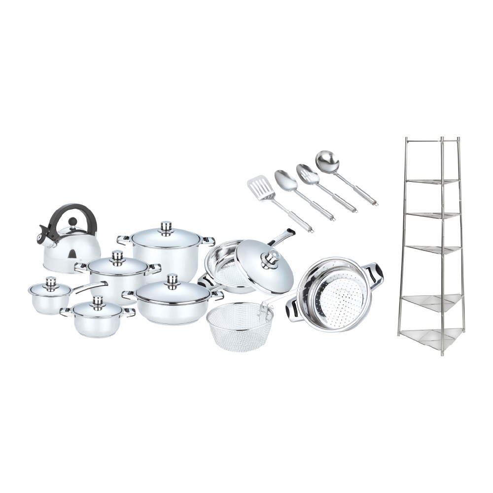 Goldair 20 Piece Pot Set with Kettle and stand
