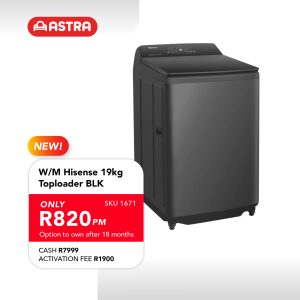 W/M Hisense 19kg Toploader BLK